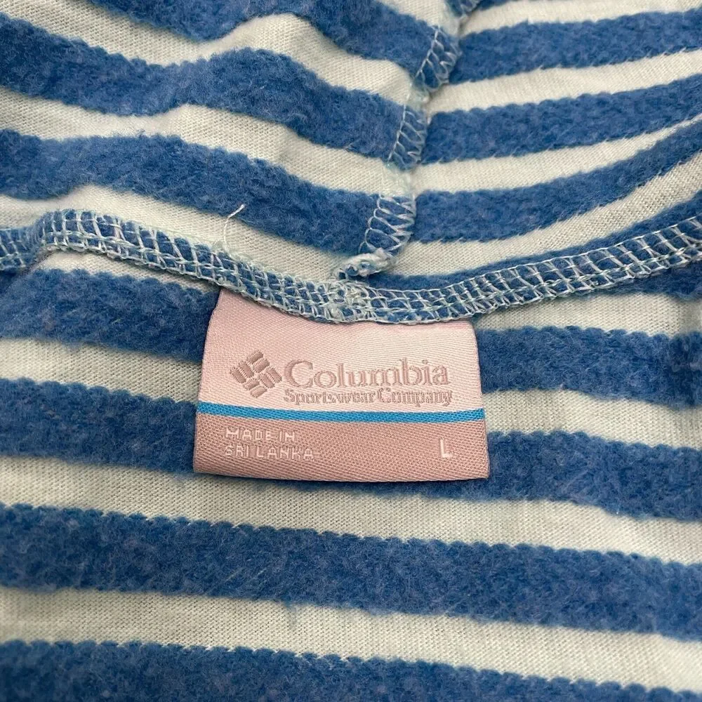 Columbia Full Zip Hoodie Sweatshirt Womens Large Green Striped Casual Outdoor